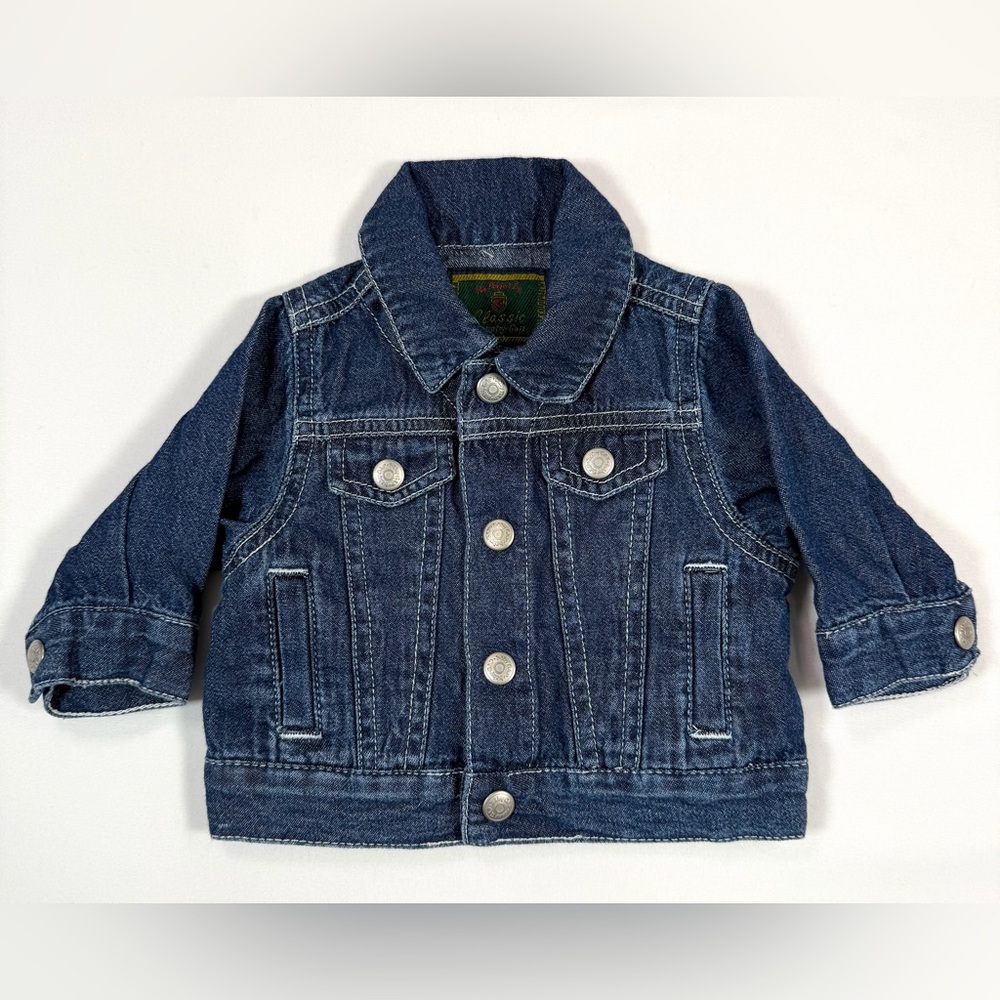 BABY GAP Classic Vintage Y2K 00s Newborn Dark Wash Denim Jean‎ Jacket Casual